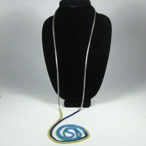 Necklace Chain Mesh 80 In Multicolor Rope Lariat Yellow NO CLASP Enamel Metal